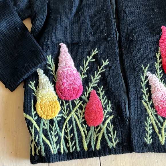 Vintage 70s Wool Knit Open Front Sweater Cardigan - Picture 4 of 9